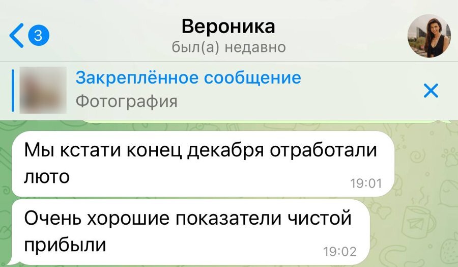 Отзыв Вероники: конец декабря отработали люто, очень хорошие показатели чистой прибыли
