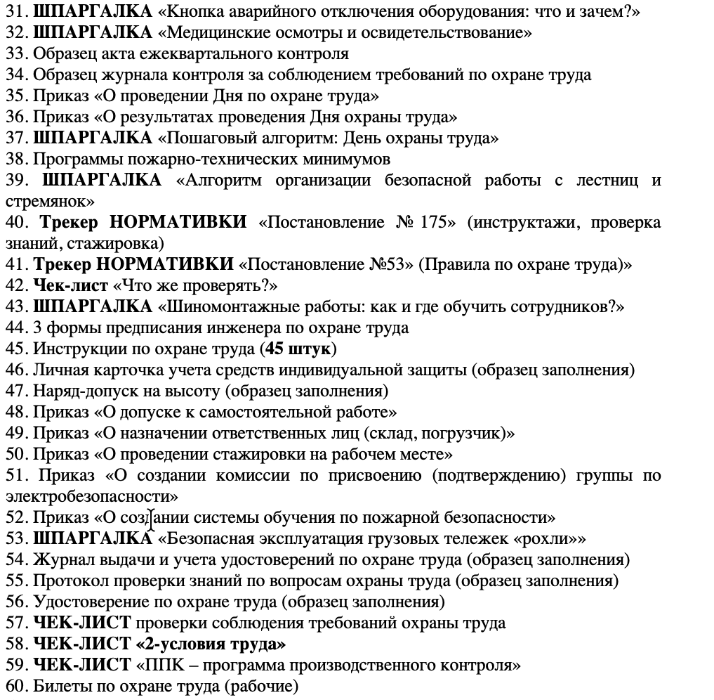 Скриншот страницы шаблона документа
