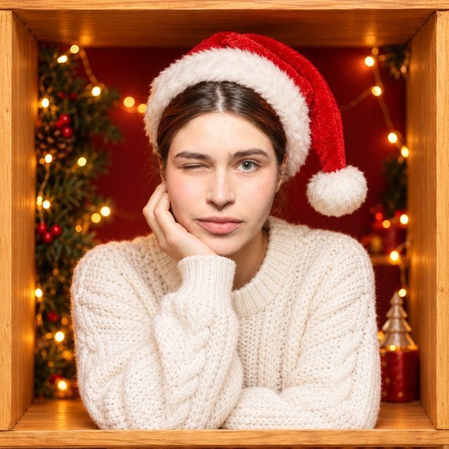 Świąteczny portret AI – czapka Mikołaja