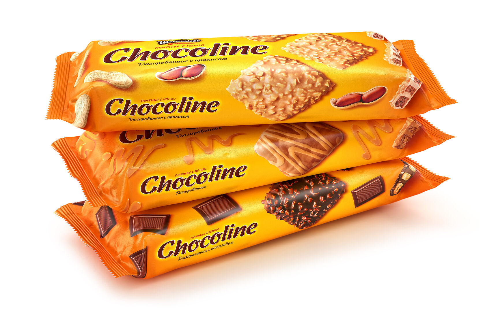 Дизайн глазированного печенья в Флоу-Пак упаковках СHOCOLINE