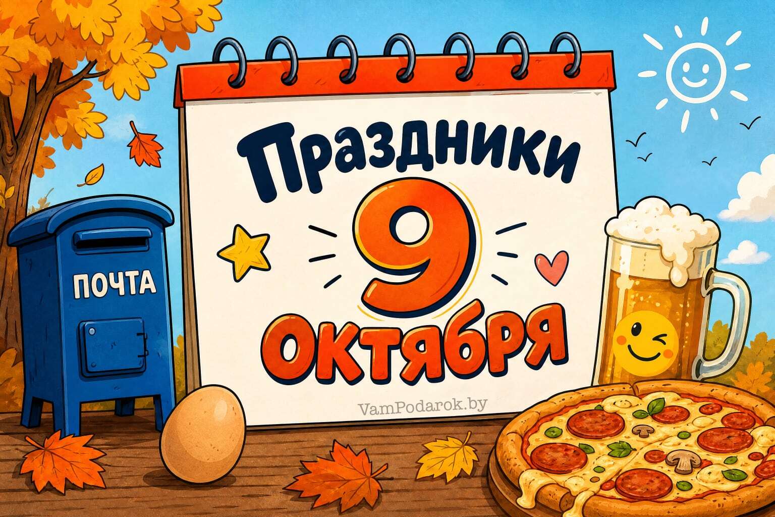 Праздники 9 октября – открытки и картинки