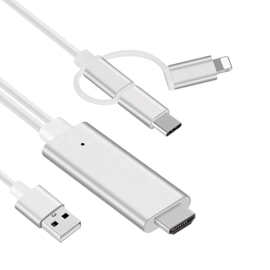 Кабель 3 в 1 для проектора 1080P, HDMI - USB Micro/ Type C/ Lightning (iOS)  купить в Минске, Гомеле, Витебске, Могилеве, Бресте, Гродно