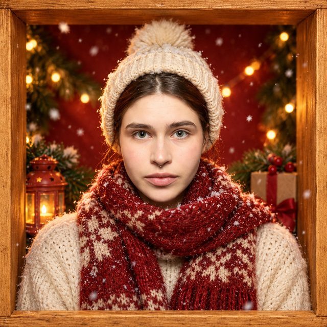 Świąteczny portret AI – zimowy plener