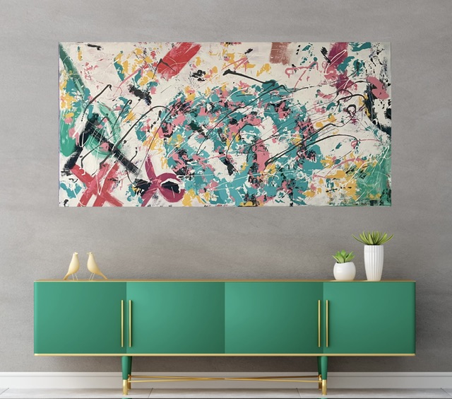 яркая картина в интерьере modernart