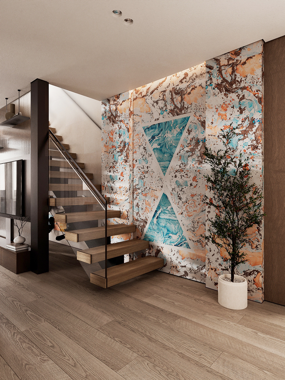 MATCH INTERIOR DESIGN BUREAU: Дизайн интерьера двухуровневой квартиры с ...