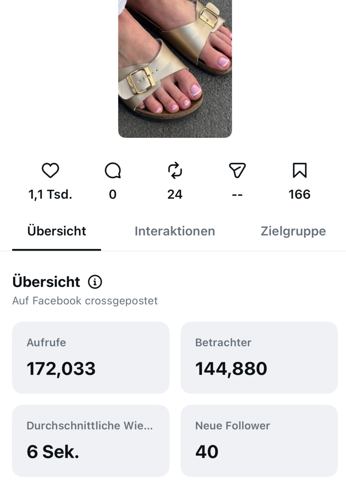 Account grid with content views per post — quiet luxury aesthetic, consistent publishing