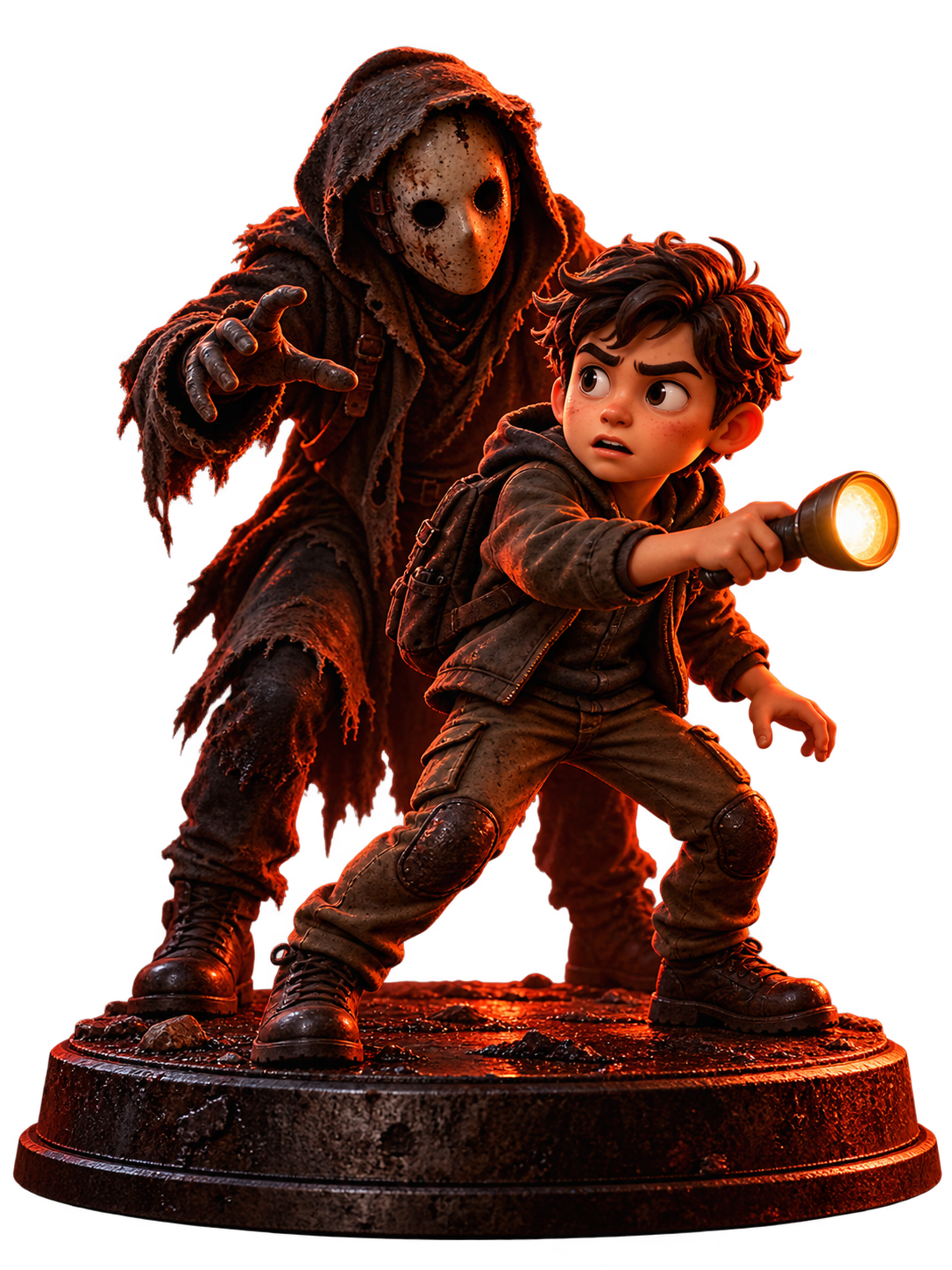 3D-фигурка: игрок с фонариком и преследователь