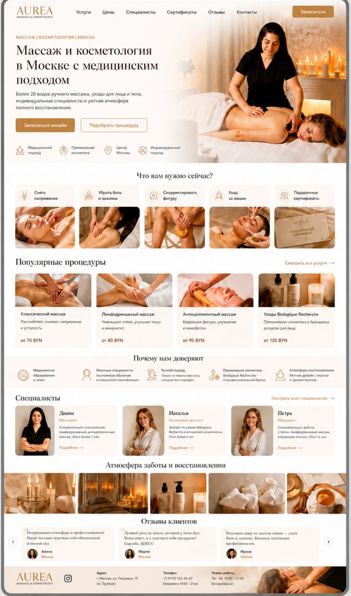 AUREA Massage & Cosmetology — версия для компьютера