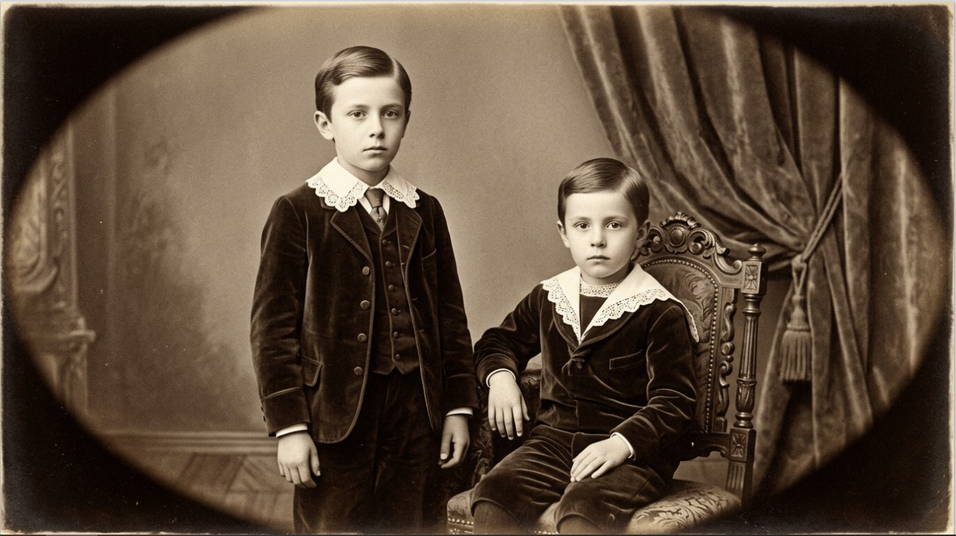 Портрет: Кароль и его младший брат Ежи. Семейная фотография, конец 1870-х