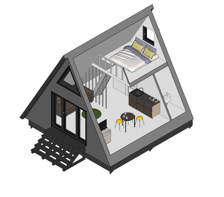 Треугольный А дом шалаш А-образной формы — проект, цена, A-frame house, два проекта — Д