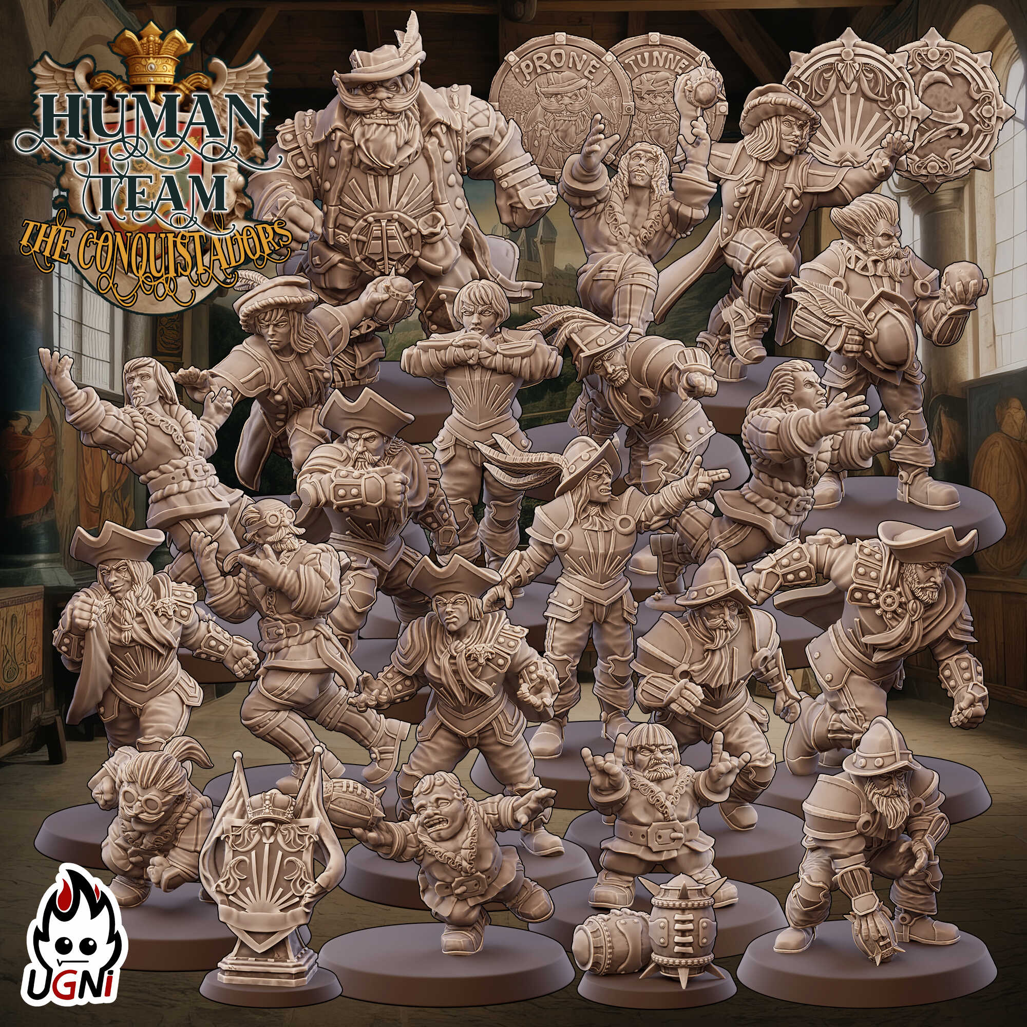 Gnome Team - Squadra Di Fantasy Football In Stile Steampunk - UGNI - Miniature Non Dipinte