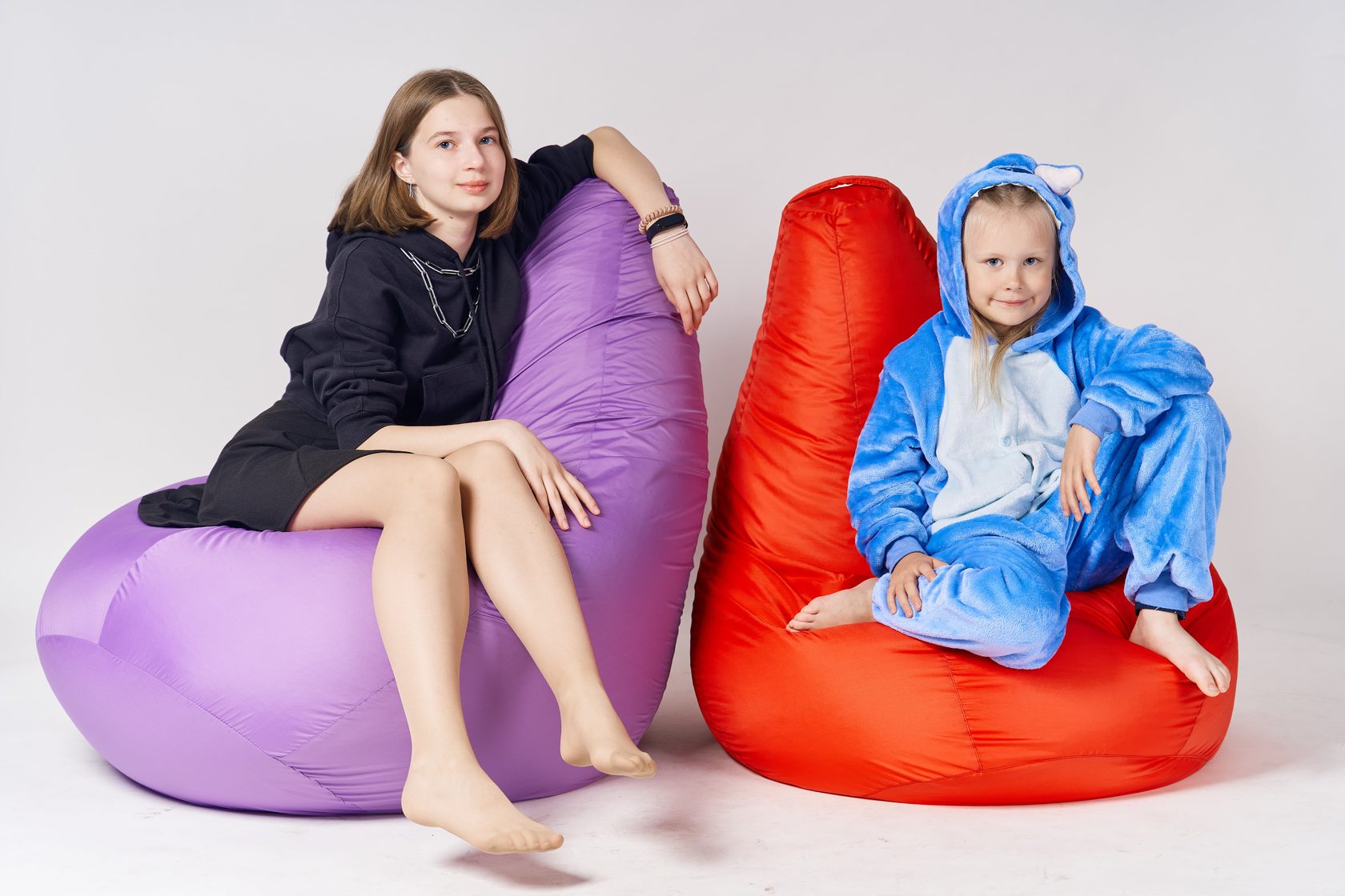 Кресло-мешок груша Фиолетовый, размер 100x70 см-Компакт, экокожа