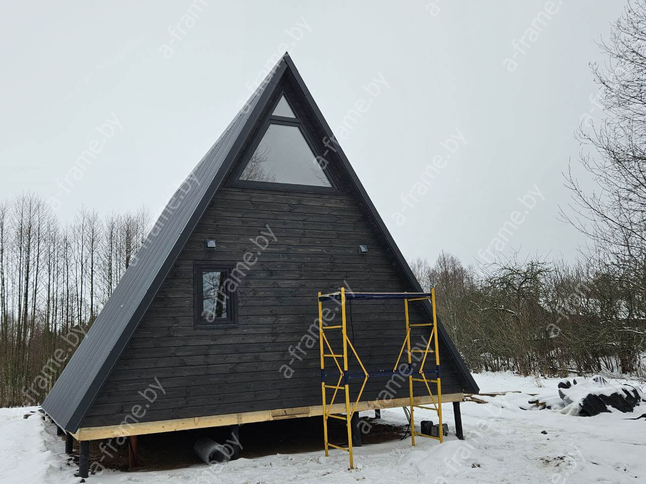 A-frame дом-шалаш 6 на 6 под ключ в Минске| Строительство треугольного дома  6x6 в Беларуси