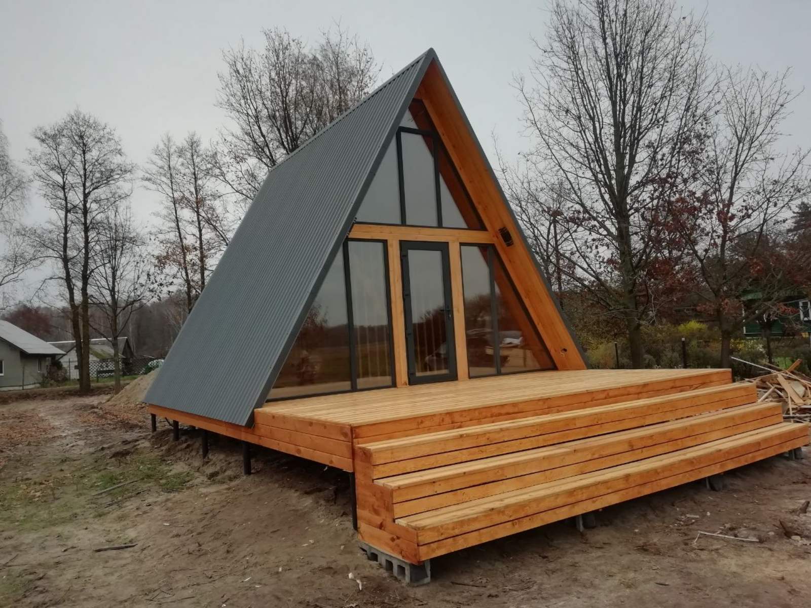 A-frame дом-шалаш 6 на 6 под ключ в Минске| Строительство треугольного дома  6x6 в Беларуси