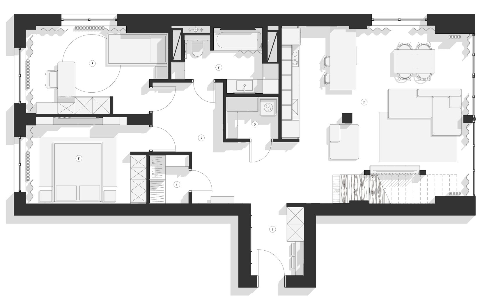 MATCH INTERIOR DESIGN BUREAU: Дизайн интерьера двухуровневой квартиры с ...