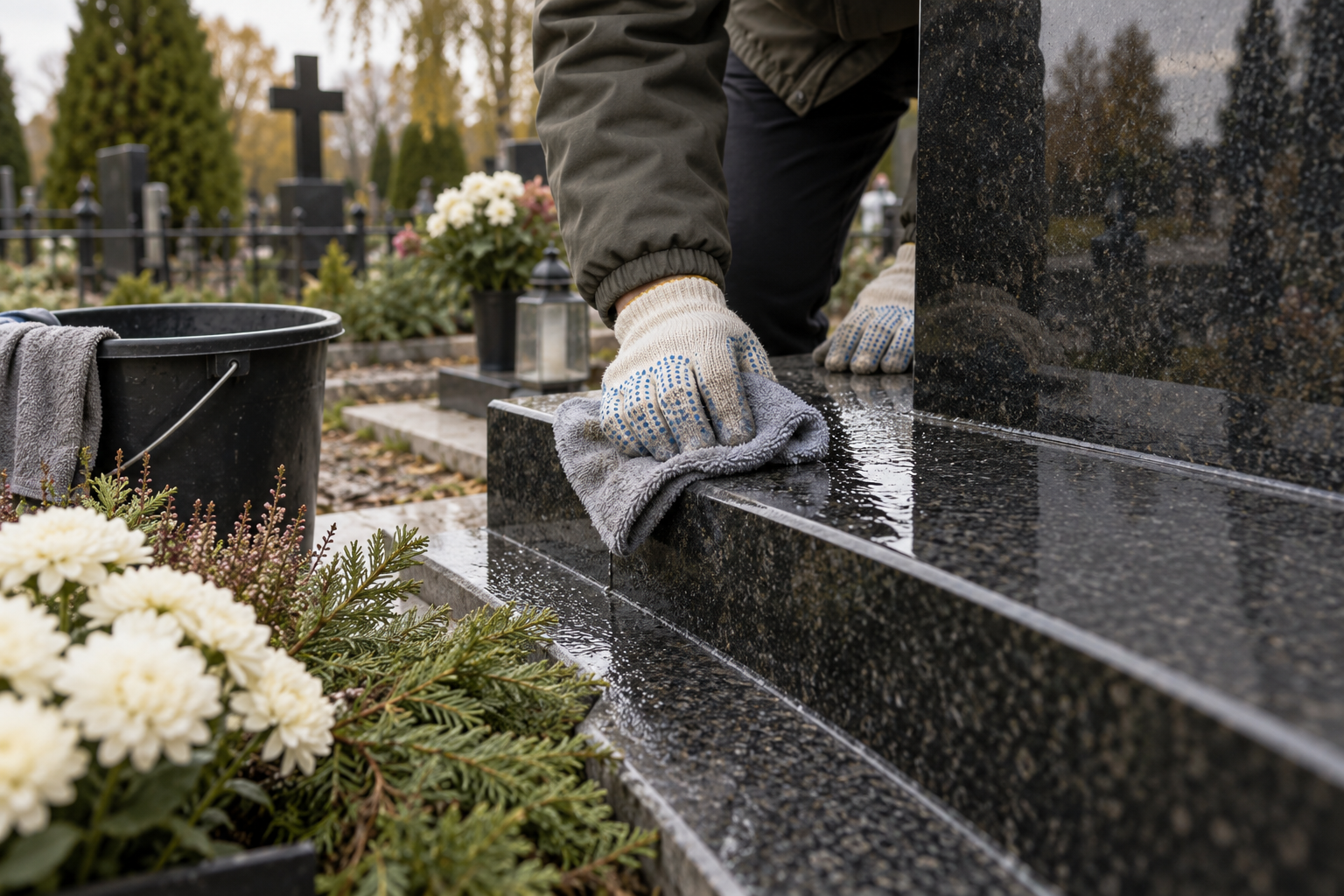 Уход за местом захоронения — иллюстрация услуги
